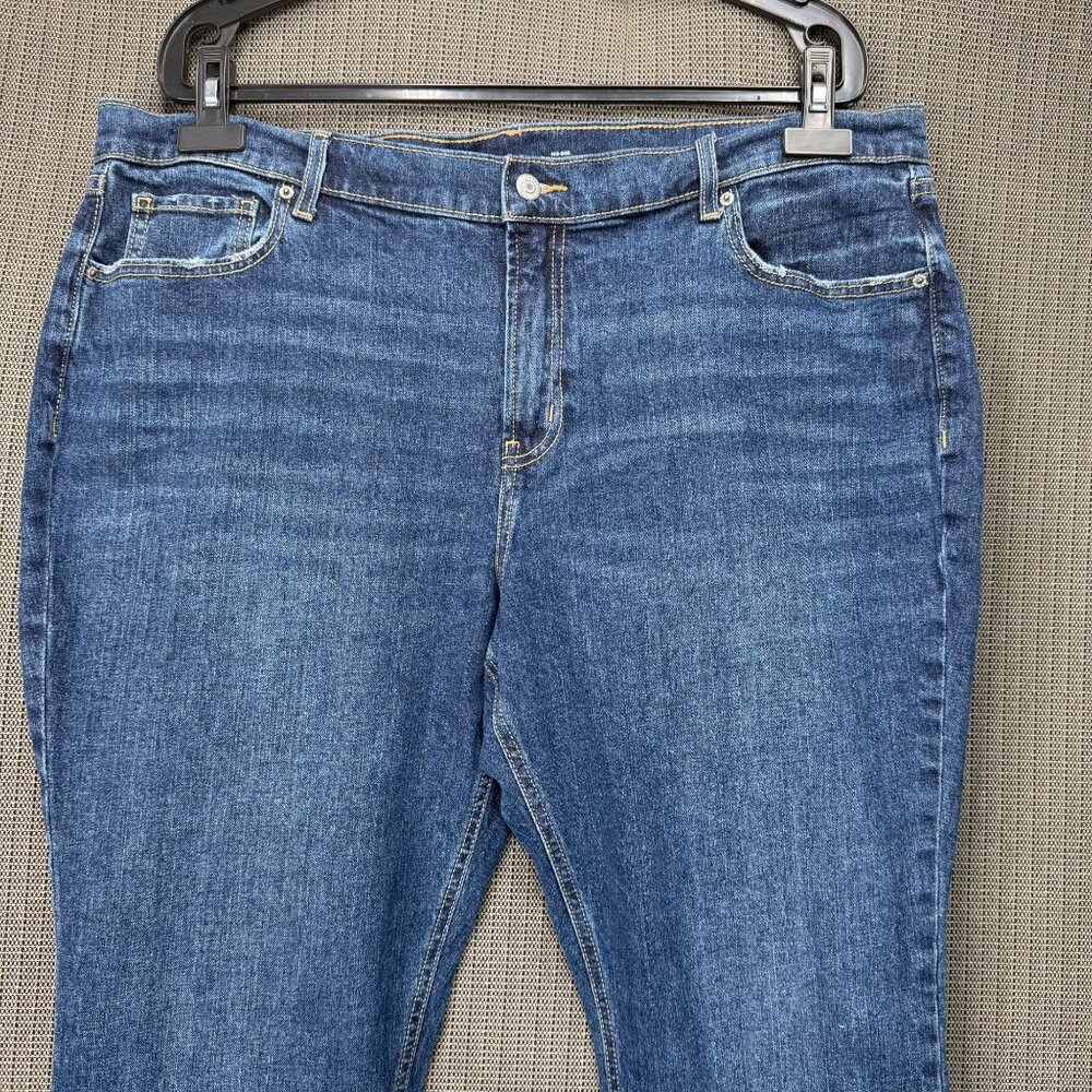 Old Navy Womens Size 18 Blue Mid-Rise Boyfriend Jeans With Frayed Cuffs